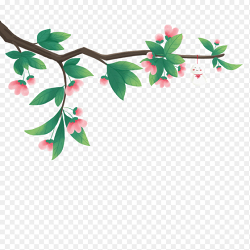 边角边框文本框装饰清新春天春季海棠花花枝树枝卡通免抠元素素材