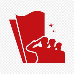 红色剪影士兵敬礼和平鸽装饰免抠党政元素素材