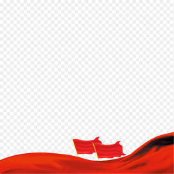 红色底部边框飞扬的飘带创意旗帜免抠党政元素素材