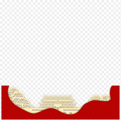 底部边框边角装饰红色不规则边框金色天安门剪影装饰免抠元素素材