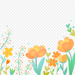 边框边角装饰彩色花朵草丛春天春季免抠元素素材