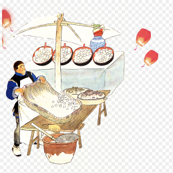 手绘插画风做汤圆元宵中国传统节日元宵节免抠元素素材