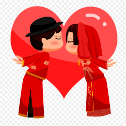 中式婚礼新郎新娘温馨幸福浪漫情人节免抠元素素材