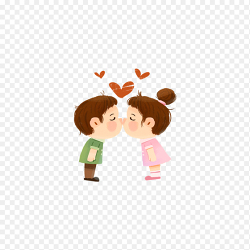 Q版卡通风可爱情侣亲吻情人节免抠元素素材