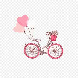 唯美粉色单车自行车浪漫装饰情人节免抠元素素材