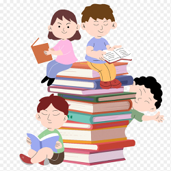大家一起来阅读创意卡通风孩子们小伙伴一起看图书阅读免抠元素素材