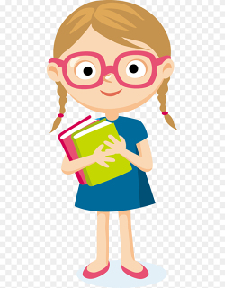 创意卡通风女孩手抱书籍书本读书阅读免抠元素素材