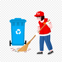 创意插画志愿者打扫垃圾扫地保护环境做公益免抠元素素材