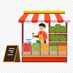 插画风卡通人物水果摊售货员卖水果职业人物免抠元素素材