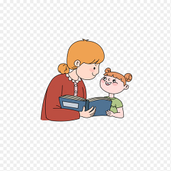 卡通可爱亲子妈妈陪伴孩子阅读免抠元素素材