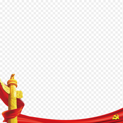 金色华表红丝带飘扬党建边框底部装饰免抠素材