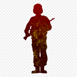 暗红色军人士兵站立金色光点装饰剪影党政免抠元素素材