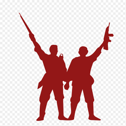 暗红色创意士兵军人高举枪杆欢呼剪影党政免抠元素素材