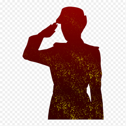 暗红色女兵士兵军人敬礼金色光点装饰剪影党政免抠元素素材