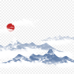 创意水墨画中国风山峰山脉连绵起伏云雾环绕免抠元素素材