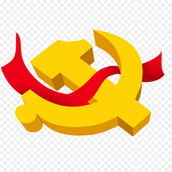 创意黄色鲜艳党徽红色飘带环绕党政免抠元素素材