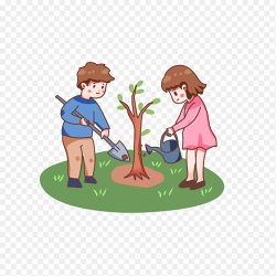 创意插画大家一直来植树免抠植树节元素素材