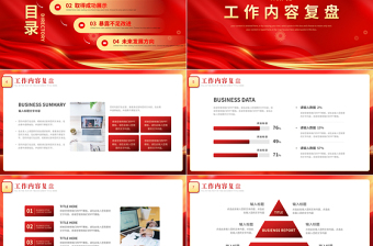 中国红创意龙年新春开门红PPT新年工作计划模板