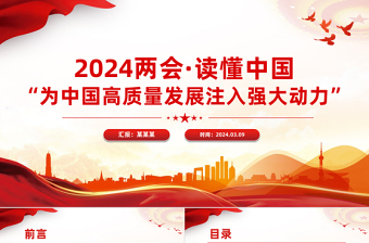 2024为中国高质量发展注入强大动力PPT创意党政风全国两会读懂中国微党课课件