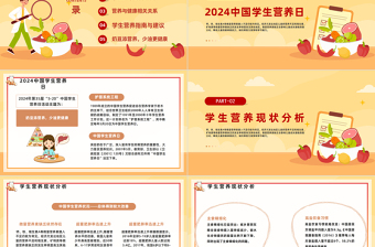 奶豆添营养少油更健康PPT插画风2024中国学生营养日主题班会