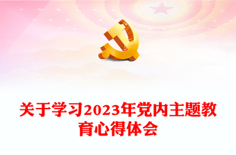 关于学习2023年党内主题教育心得体会