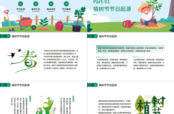 2023植树节PPT卡通风3月12日植树节知识介绍主题活动班会课件模板