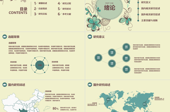 复古花纹素雅毕业论文答辩通用PPT模版