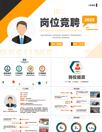 2025个人岗位竞聘PPT橙色创意风竞聘通用模板下载