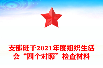 支部班子2021年度组织生活会“四个对照”检查材料