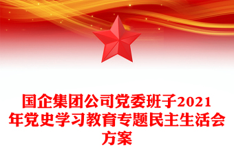 国企集团公司党委班子2021年党史学习教育专题民主生活会方案