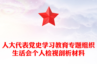 人大代表党史学习教育专题组织生活会个人检视剖析材料