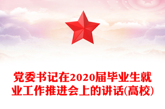 党委书记在2020届毕业生就业工作推进会上的讲话(高校)