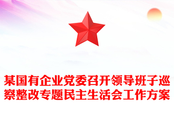 某国有企业党委召开领导班子巡察整改专题民主生活会工作方案