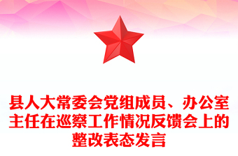 县人大常委会党组成员、办公室主任在巡察工作情况反馈会上的整改表态发言