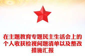 在主题教育专题民主生活会上的个人收获检视问题清单以及整改措施汇报