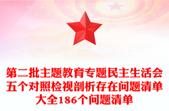 第二批主题教育专题民主生活会五个对照检视剖析存在问题清单大全186个问题清单