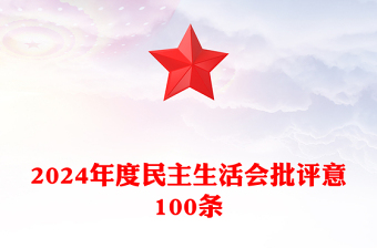 2024年度民主生活会批评意100条范文