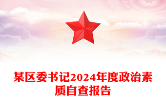 某区委书记2024年度政治素质自查报告范文