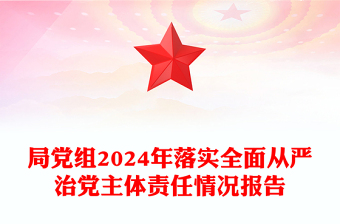 局党组2024年落实全面从严治党主体责任情况报告范文