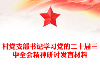 村党支部书记学习党的二十届三中全会精神研讨发言材料下载