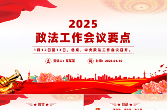 2025中央政法工作会议要点PPT大气简洁2025政法工作任务专题课件