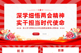 深学细悟两会精神实干担当时代使命PPT2025年全国两会精神学习心得体会