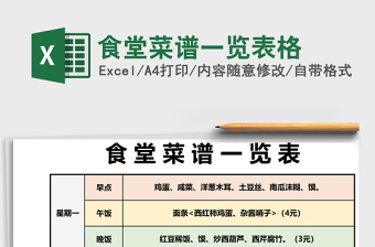 2022食堂菜谱表格模板