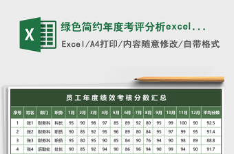 绿色简约年度考评分析excel模板