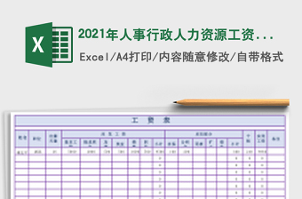 2021年人事行政人力资源工资表