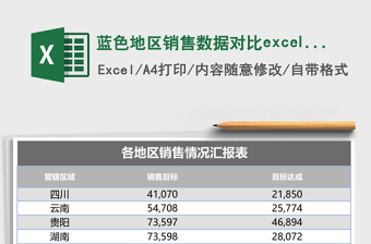 蓝色地区销售数据对比excel模板