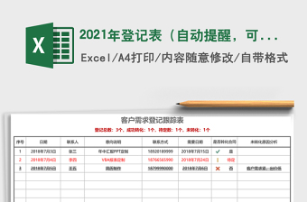 2021年登记表（自动提醒，可直接打印）